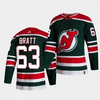 New Jersey Devils 2021 Reverse Retro jesper bratt Green Special Edition Authentic Jersey