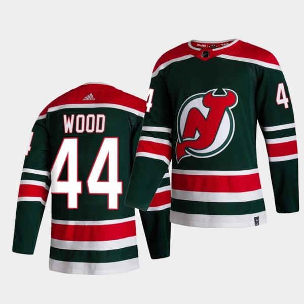 New Jersey Devils 2021 Reverse Retro miles wood Green Special Edition Authentic Jersey