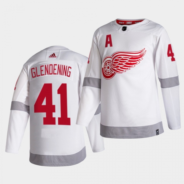 Detroit Red Wings 2021 Reverse Retro luke glendening White Special Edition Authentic Jersey