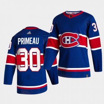 Montreal Canadiens 2021 Reverse Retro Cayden Primeau Royal Special Edition Authentic Jersey