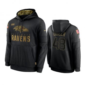 Baltimore Ravens Patrick Queen Black 2020 Salute To Service Sideline Performance Pullover Hoodie