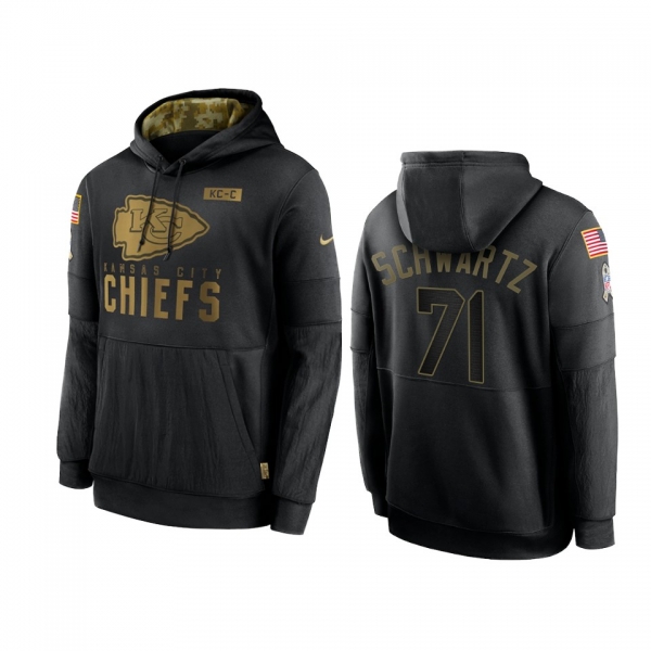 Kansas City Chiefs Mitchell Schwartz Black 2020 Salute To Service Sideline Performance Pullover Hoodie