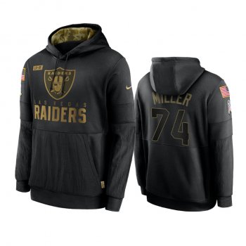 Las Vegas Raiders Kolton Miller Black 2020 Salute To Service Sideline Performance Pullover Hoodie