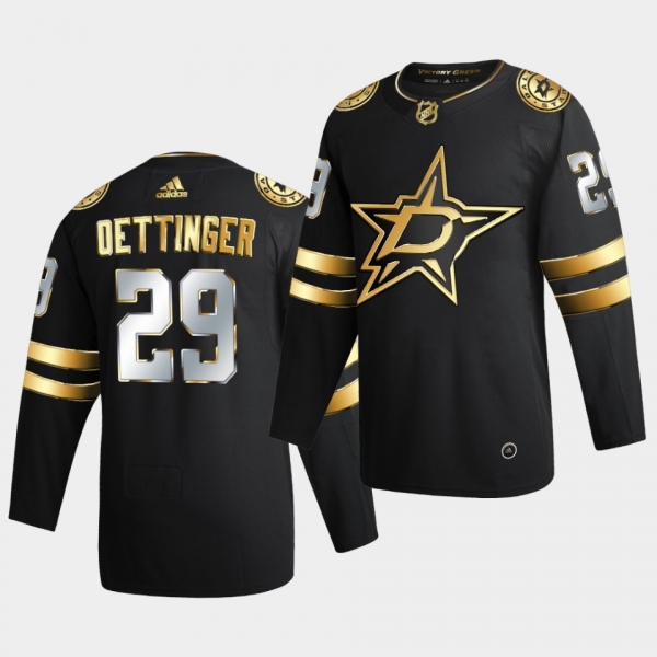 Dallas Stars Jake Oettinger 2020-21 Authentic Golden Limited Edition Black Jersey