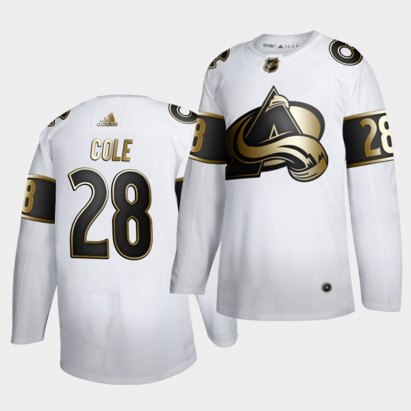 Ian Cole #28 NHL Avalanche 2019-20 Golden Edition Limited White Jersey