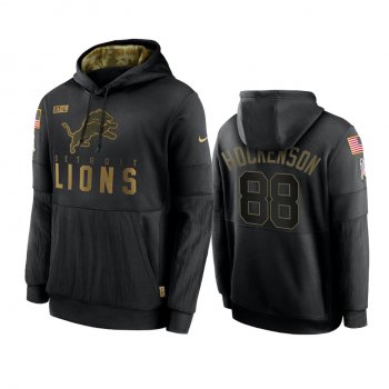 Detroit Lions T.J. Hockenson Black 2020 Salute To Service Sideline Performance Pullover Hoodie