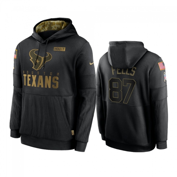 Houston Texans Darren Fells Black 2020 Salute To Service Sideline Performance Pullover Hoodie