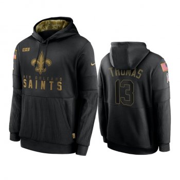 New Orleans Saints Michael Thomas Black 2020 Salute To Service Sideline Performance Pullover Hoodie