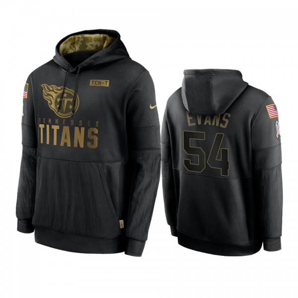 Tennessee Titans Rashaan Evans Black 2020 Salute To Service Sideline Performance Pullover Hoodie