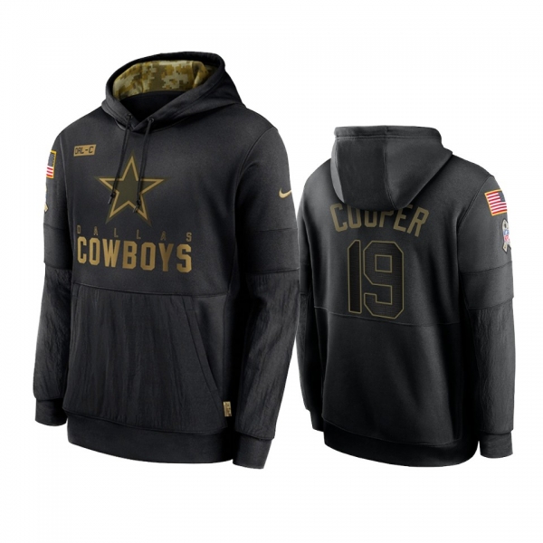 Dallas Cowboys Amari Cooper Black 2020 Salute To Service Sideline Performance Pullover Hoodie