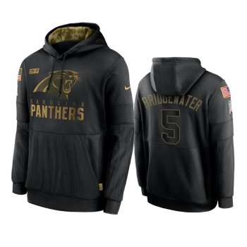 Carolina Panthers Teddy Bridgewater Black 2020 Salute To Service Sideline Performance Pullover Hoodie