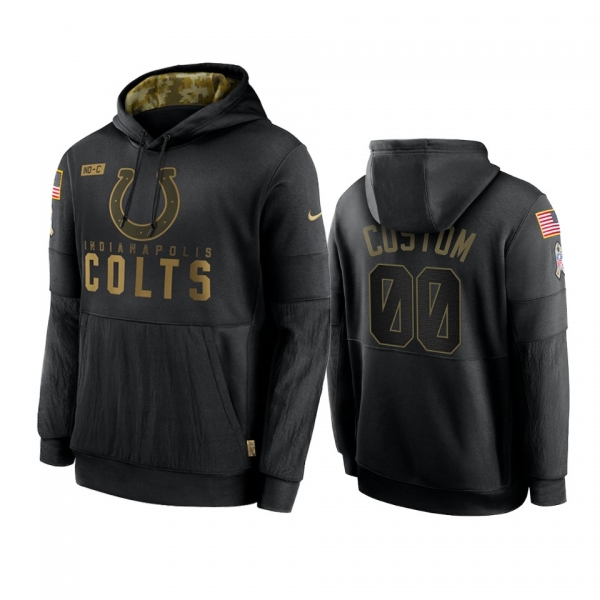 Indianapolis Colts Custom Black 2020 Salute To Service Sideline Performance Pullover Hoodie