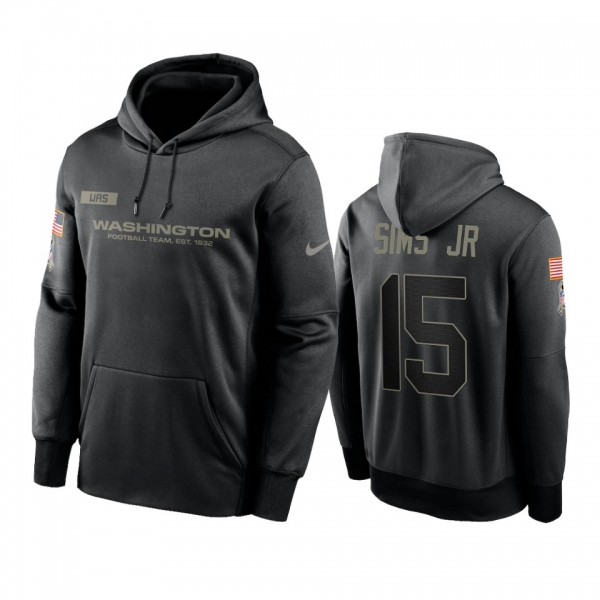 Washington Football Team Steven Sims Jr. Black 2020 Salute To Service Sideline Performance Pullover Hoodie