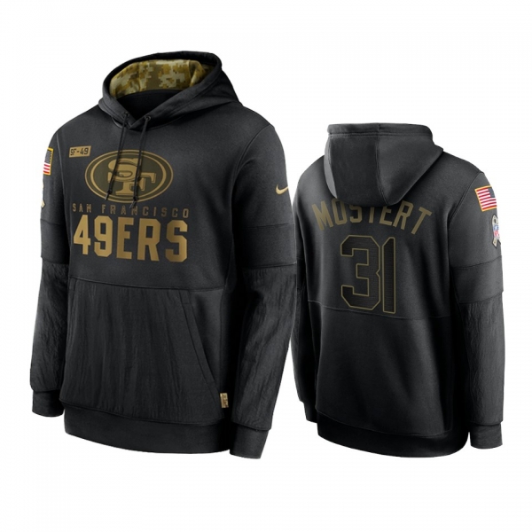 San Francisco 49ers Raheem Mostert Black 2020 Salute To Service Sideline Performance Pullover Hoodie