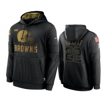 Cleveland Browns Grant Delpit Black 2020 Salute To Service Sideline Performance Pullover Hoodie