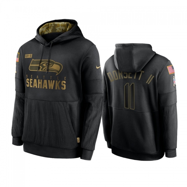 Seattle Seahawks Phillip Dorsett II Black 2020 Salute To Service Sideline Performance Pullover Hoodie