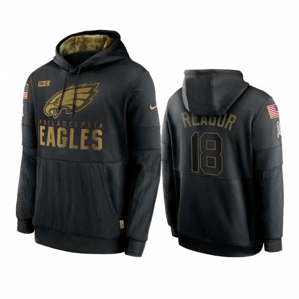 Philadelphia Eagles Jalen Reagor Black 2020 Salute To Service Sideline Performance Pullover Hoodie