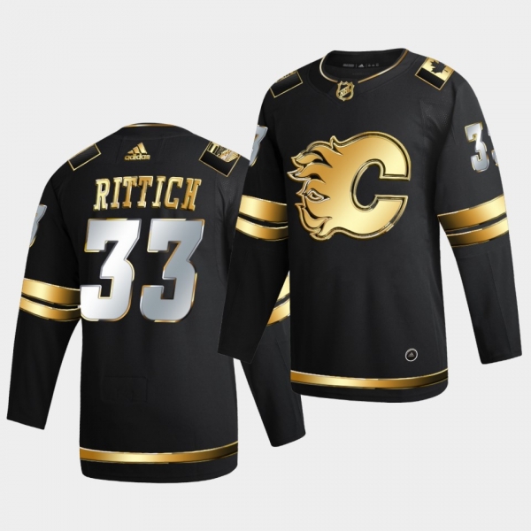 Calgary Flames David Rittich 2020-21 Golden Edition Limited Authentic Black Jersey