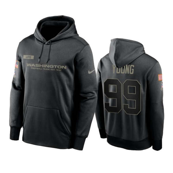 Washington Football Team Chase Young Black 2020 Salute To Service Sideline Performance Pullover Hoodie