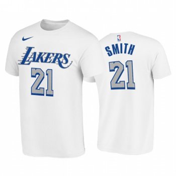 J.R. Smith 2020-21 Lakers #21 City Edition White T-Shirt New Blue Silver Logo