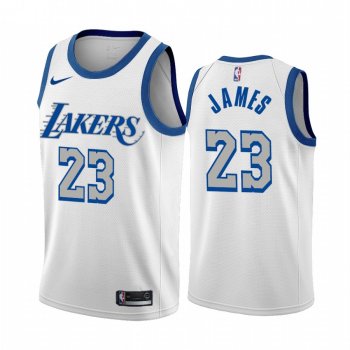 LeBron James Los Angeles Lakers White City Edition New Blue Silver Logo 2020-21 Jersey