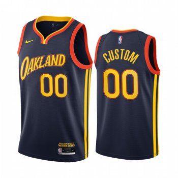 Custom Golden State Warriors Navy City Edition Oakland 2020-21 Jersey