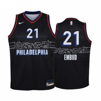 Youth Joel Embiid Philadelphia 76ers 2020-21 City Edition Jersey - Black