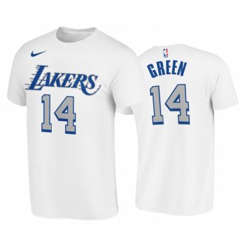 Danny Green 2020-21 Lakers #14 City Edition White T-Shirt New Blue Silver Logo