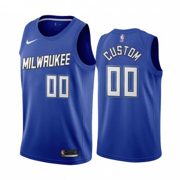 Custom Milwaukee Bucks Navy City Edition New Uniform 2020-21 Jersey