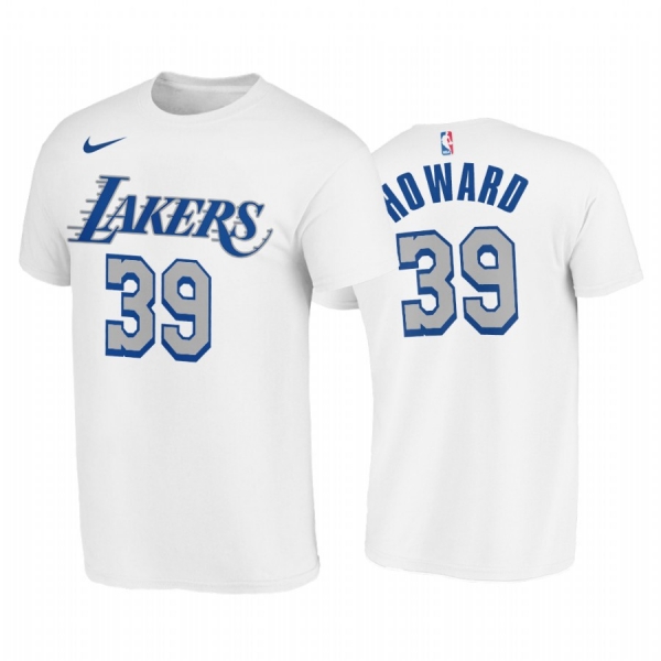 Dwight Howard 2020-21 Lakers #39 City Edition White T-Shirt New Blue Silver Logo