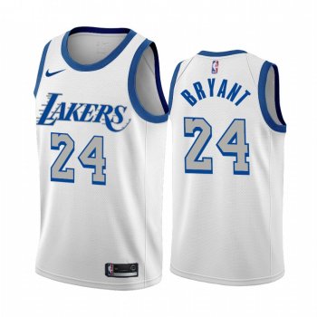 Kobe Bryant Los Angeles Lakers White City Edition New Blue Silver Logo 2020-21 Jersey