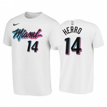 Tyler Herro 2020-21 Heat #14 City Edition White T-Shirt Vice Logo