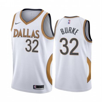 Trey Burke Dallas Mavericks White City Edition Gold silver logo 2020-21 Jersey