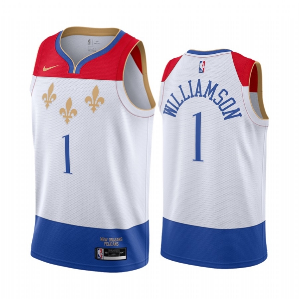 Zion Williamson New Orleans Pelicans White City Edition fleur-de-lis 2020-21 Jersey