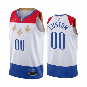 Custom New Orleans Pelicans White City Edition fleur-de-lis 2020-21 Jersey