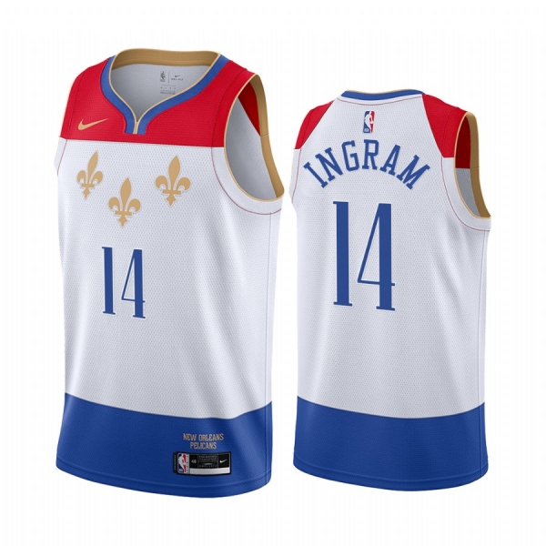 Brandon Ingram New Orleans Pelicans White City Edition fleur-de-lis 2020-21 Jersey