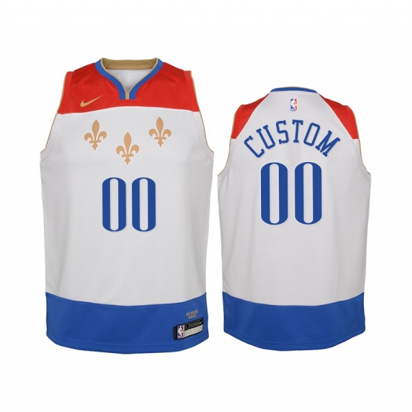 Youth Custom New Orleans Pelicans 2020-21 City Edition Jersey - White