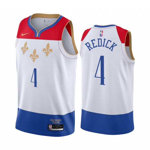 J.J. Redick New Orleans Pelicans White City Edition fleur-de-lis 2020-21 Jersey