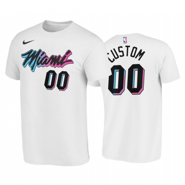 Custom 2020-21 Heat #00 City Edition White T-Shirt Vice Logo