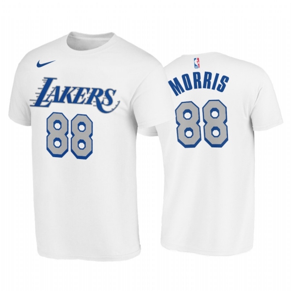 Markieff Morris 2020-21 Lakers #88 City Edition White T-Shirt New Blue Silver Logo