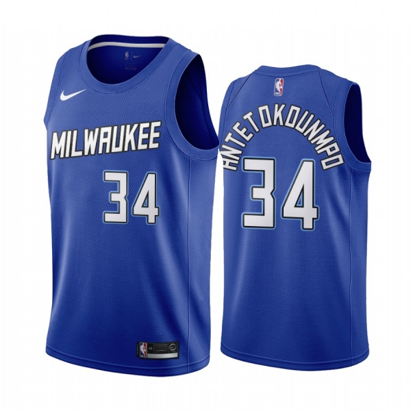 Giannis Antetokounmpo Milwaukee Bucks Navy City Edition New Uniform 2020-21 Jersey