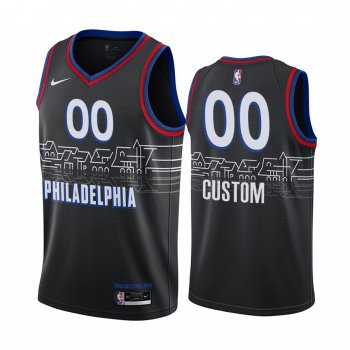 Philadelphia 76ers Custom 2020-21 Jersey City Edition Black Boathouse Row