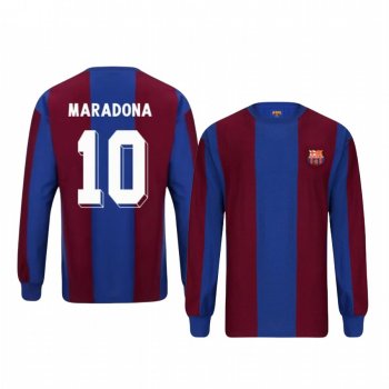 Youth Barcelona Diego Maradona Navy Home Retro Long Sleeve Jersey 1973-1974