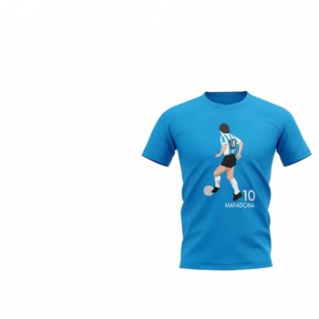 Youth Argentina Diego Maradona Sky Blue Player Graphic Short Sleeve T-Shirt