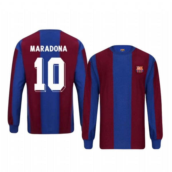 Barcelona Diego Maradona Navy Home Retro Long Sleeve Jersey 1973-1974 Men's