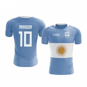 Youth Argentina Diego Maradona Blue Argentina Flag Concept Short Sleeve Jersey 2020-2021