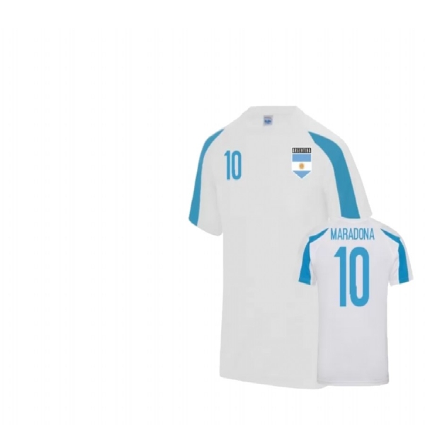 Youth Argentina Diego Maradona White Training Short Sleeve Jersey