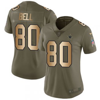 Women's Nike Cowboys #80 Blake Bell Olive/Gold Stitched NFL Limited 2017 Salute To Service Jersey