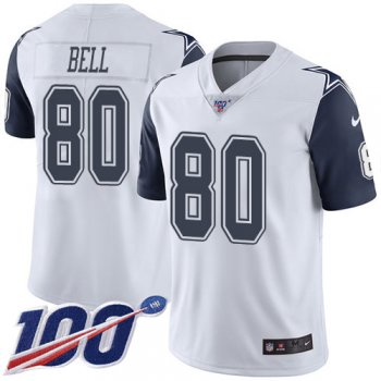 Youth Nike Cowboys #80 Blake Bell White Stitched NFL Limited Rush 100th Season Jersey