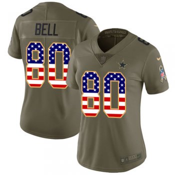 Women's Nike Cowboys #80 Blake Bell Olive/USA Flag Stitched NFL Limited 2017 Salute To Service Jersey